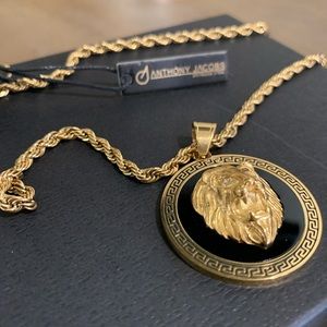 Greek Key Motif Lion Necklace 24”